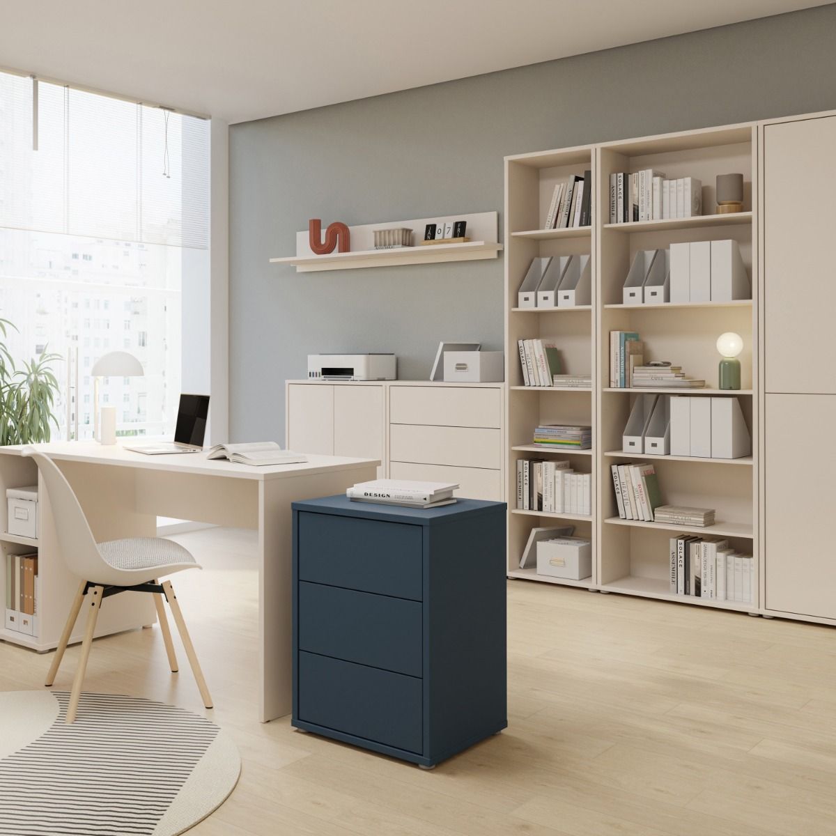 Alice Springs Tall Narrow Bookcase With 5 Shelves In Sand