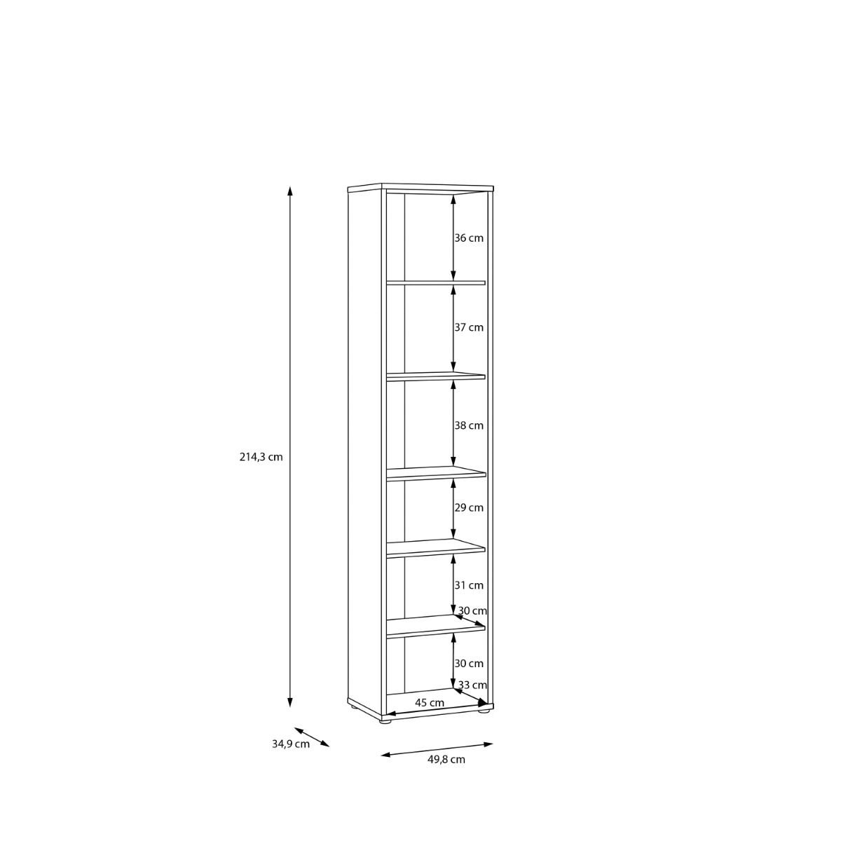 Alice Springs Tall Narrow Bookcase With 5 Shelves In Sand