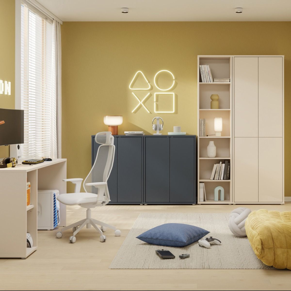 Alice Springs Tall Narrow Bookcase With 5 Shelves In Sand