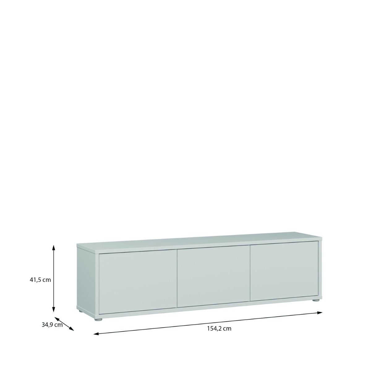 Alice Springs Wide TV Cabinet With 3 Push To Open Doors In Light Grey