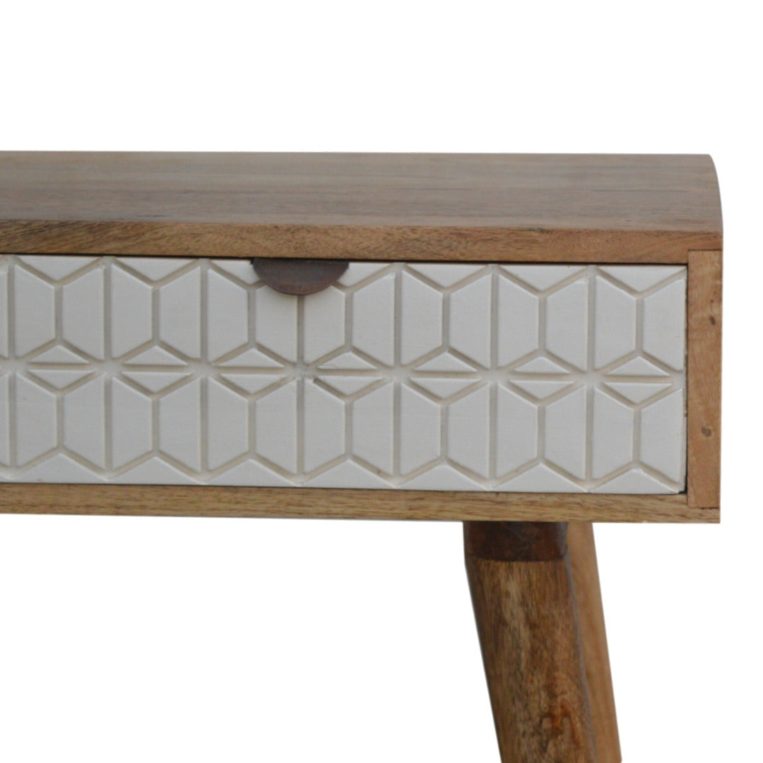 Sleek White Painted Carved Drawer Front Console Table