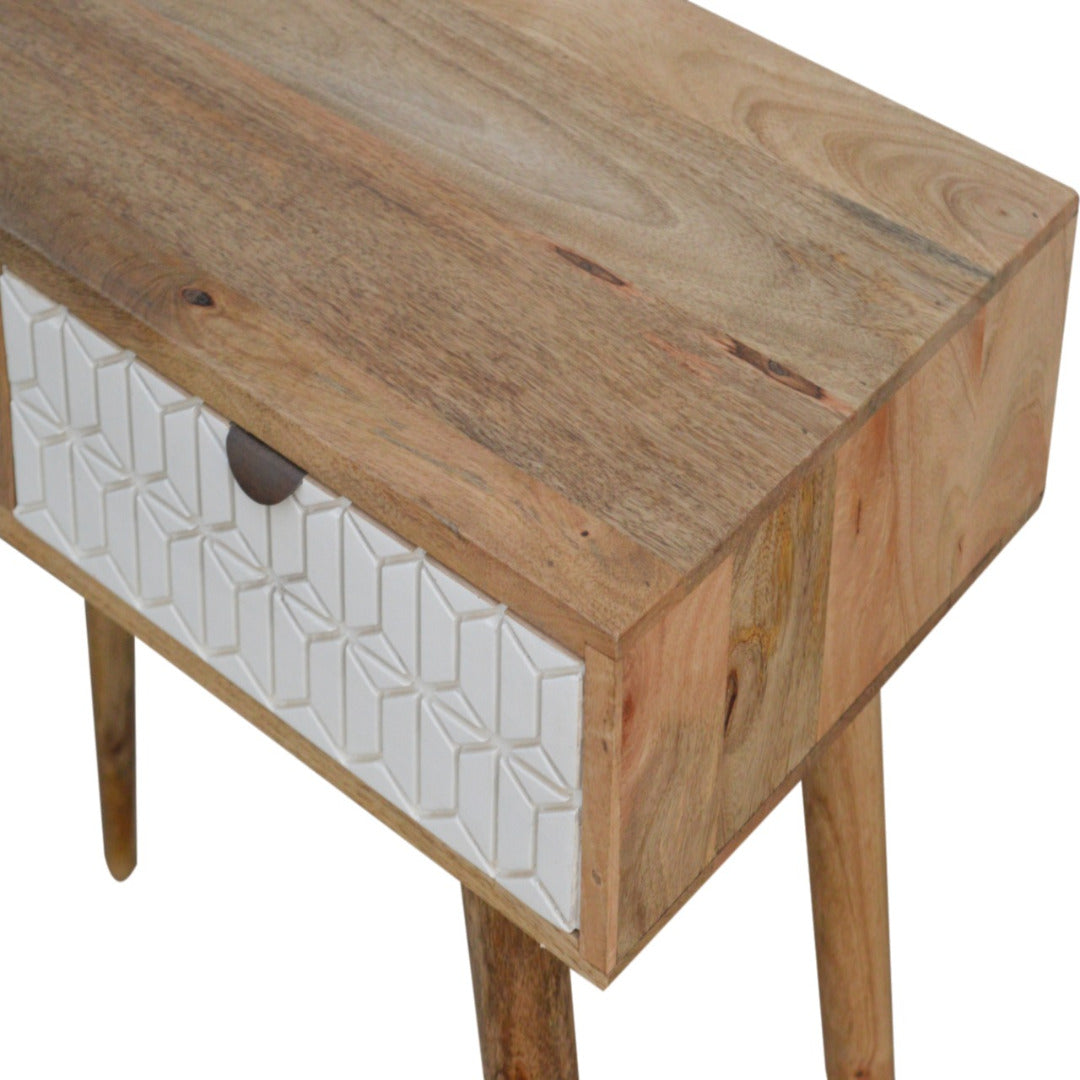 Sleek White Painted Carved Drawer Front Console Table