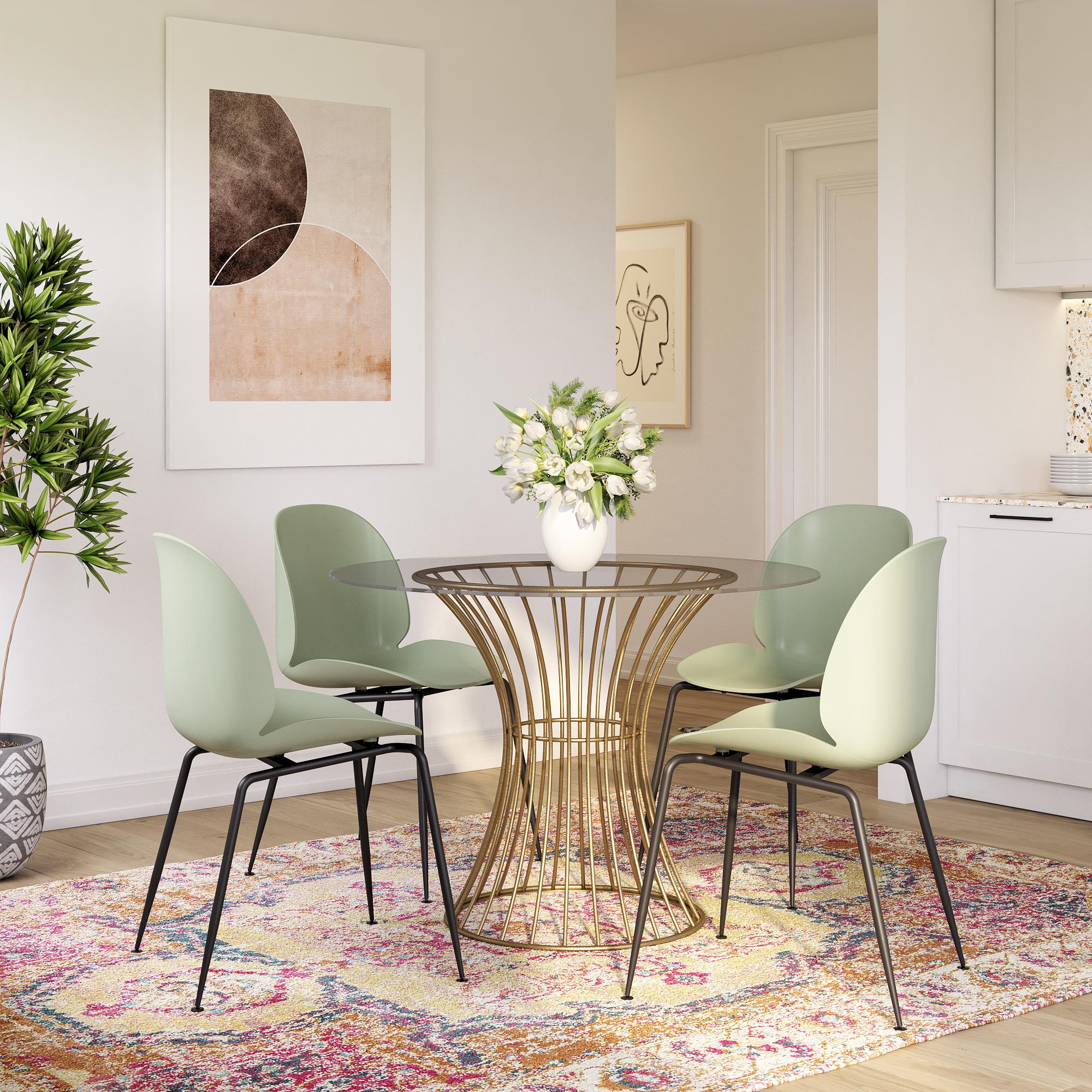 COSMOLIVING Aria Resin Dining Chair 4 pack in Light Sage Green - Price Crash Furniture