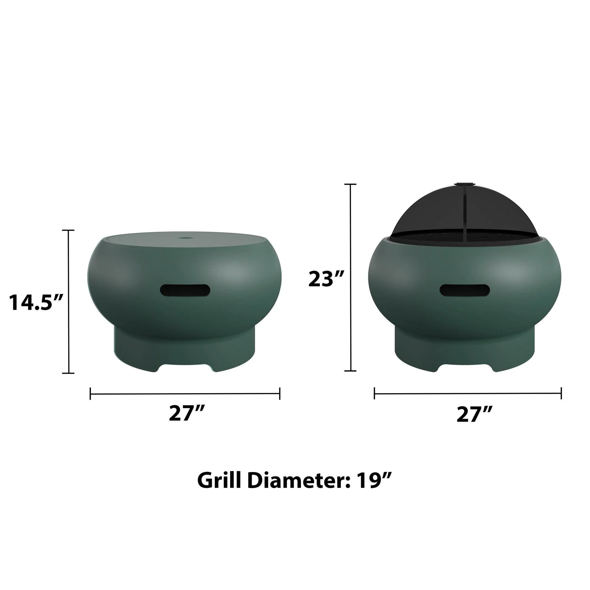 NOVOGRATZ (UK) Asher 22in Fire Pit Dark Green - Price Crash Furniture