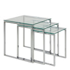 Katrine Modern Nest Of Tables With Glass Top Set Of 3 - Price Crash Furniture