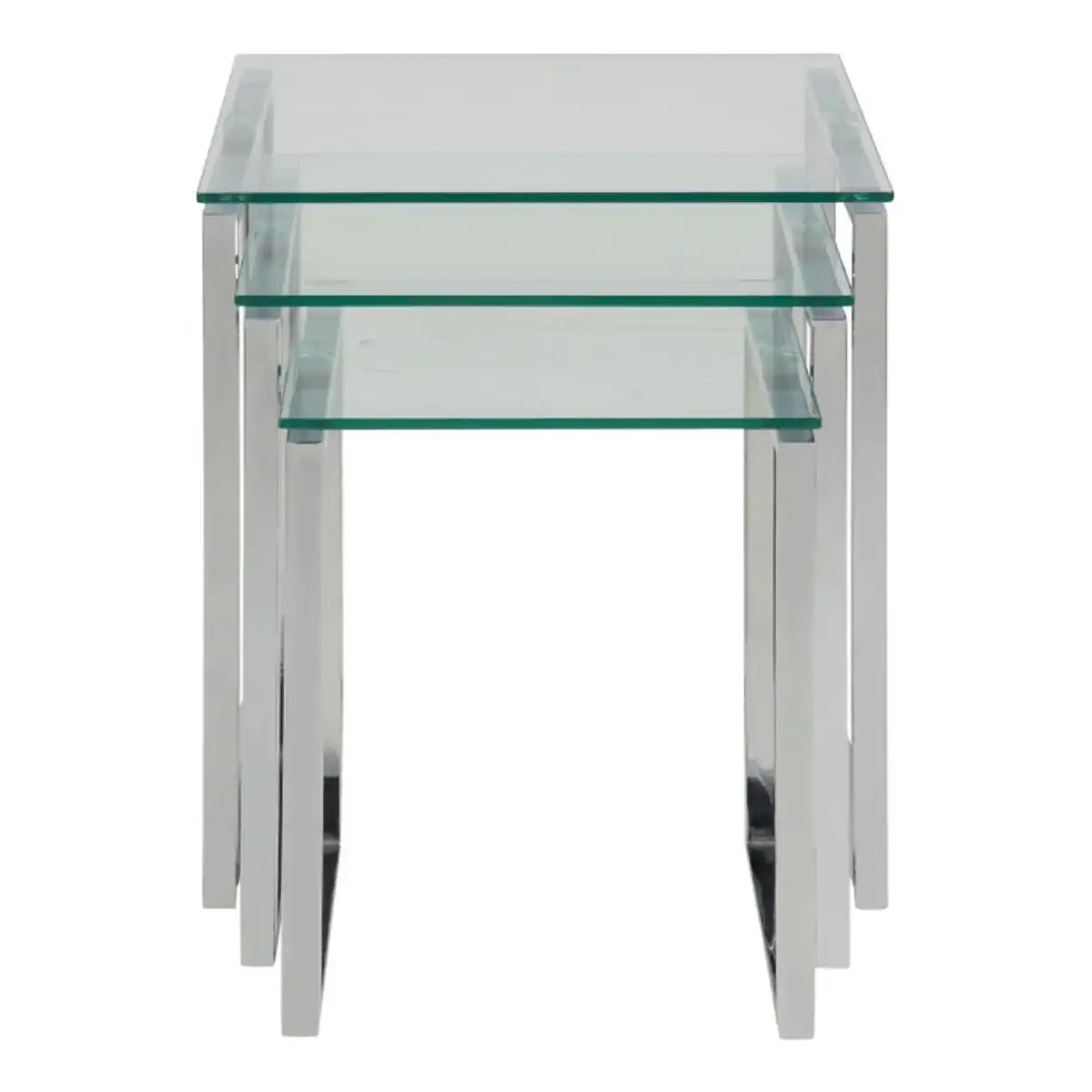 Katrine Modern Nest Of Tables With Glass Top Set Of 3 - Price Crash Furniture