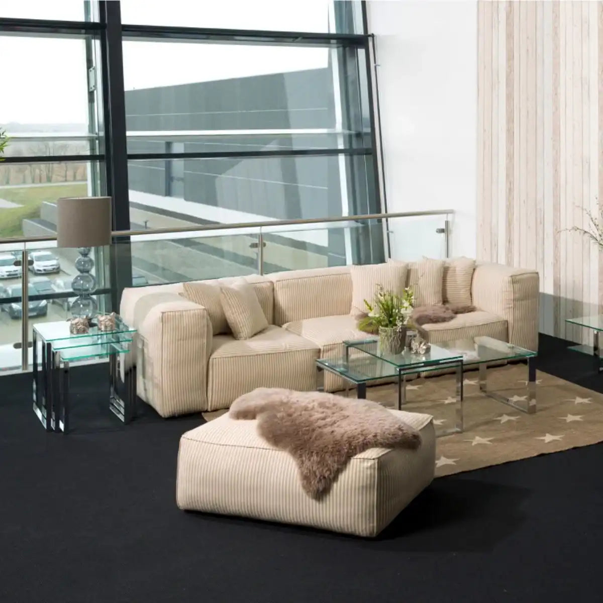 Katrine Modern Nest Of Tables With Glass Top Set Of 3 - Price Crash Furniture