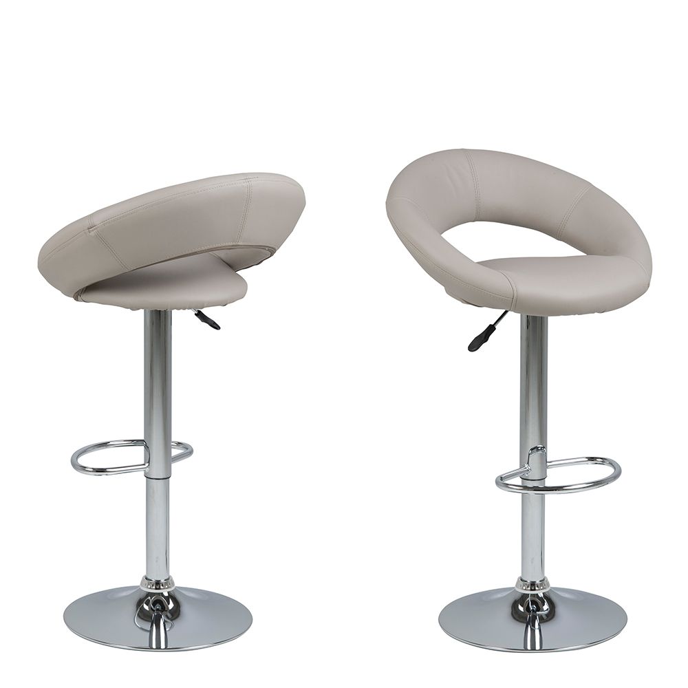 Plump Light Grey Swivel Bar Stool With Open Back - Price Crash Furniture