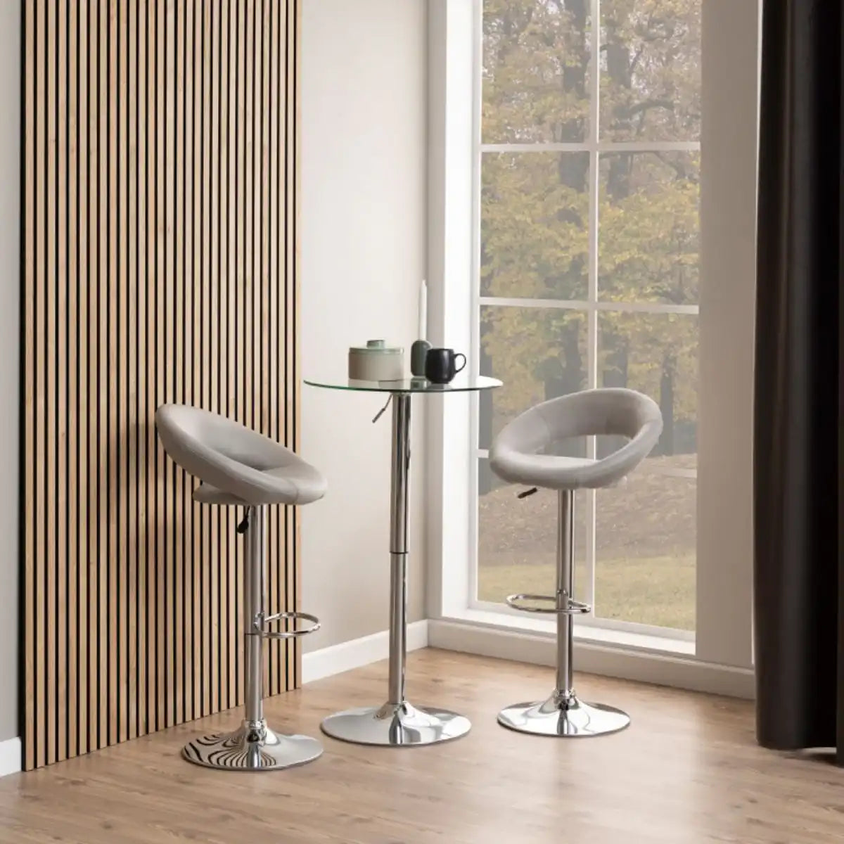 Plump Light Grey Swivel Bar Stool With Open Back - Price Crash Furniture