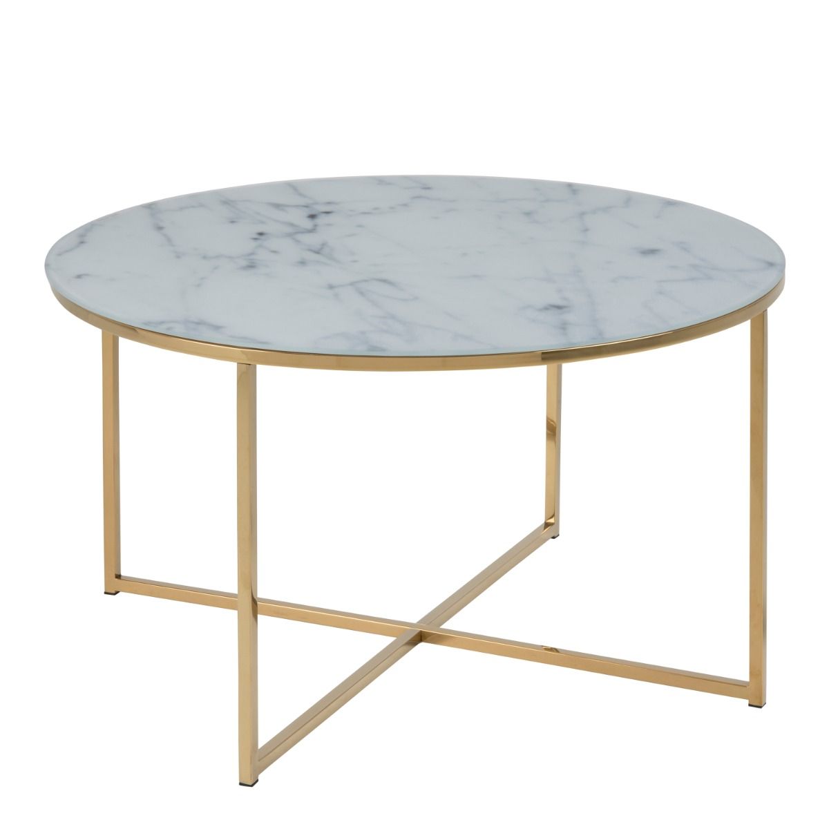 Alisma Round Coffee Table With White Marble Top & Gold Legs - Price Crash Furniture