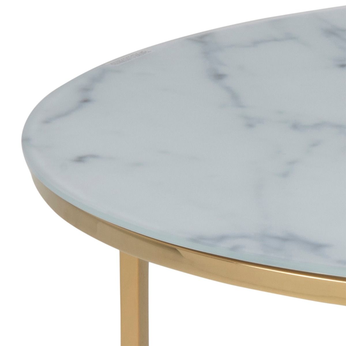 Alisma Round Coffee Table With White Marble Top & Gold Legs - Price Crash Furniture