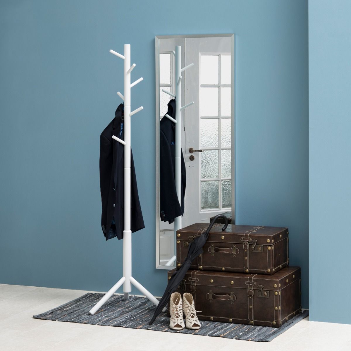 Bremen Hallway Coat and Hat Stand In White - Price Crash Furniture