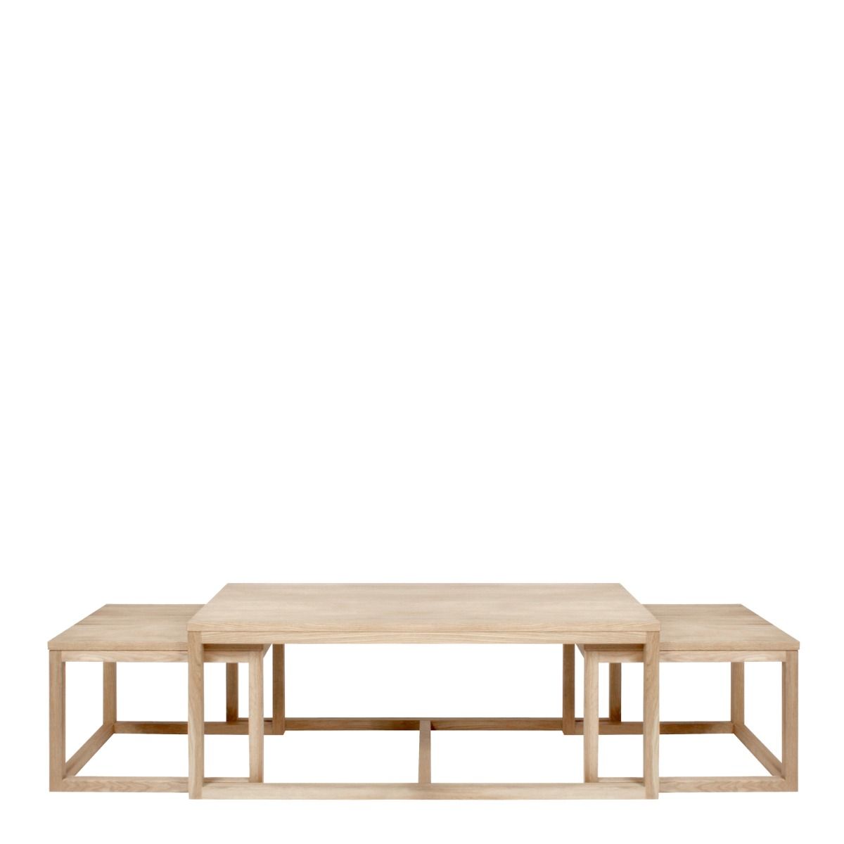 Cornus Nesting Coffee Table In Oak Set Of 3 - Price Crash Furniture