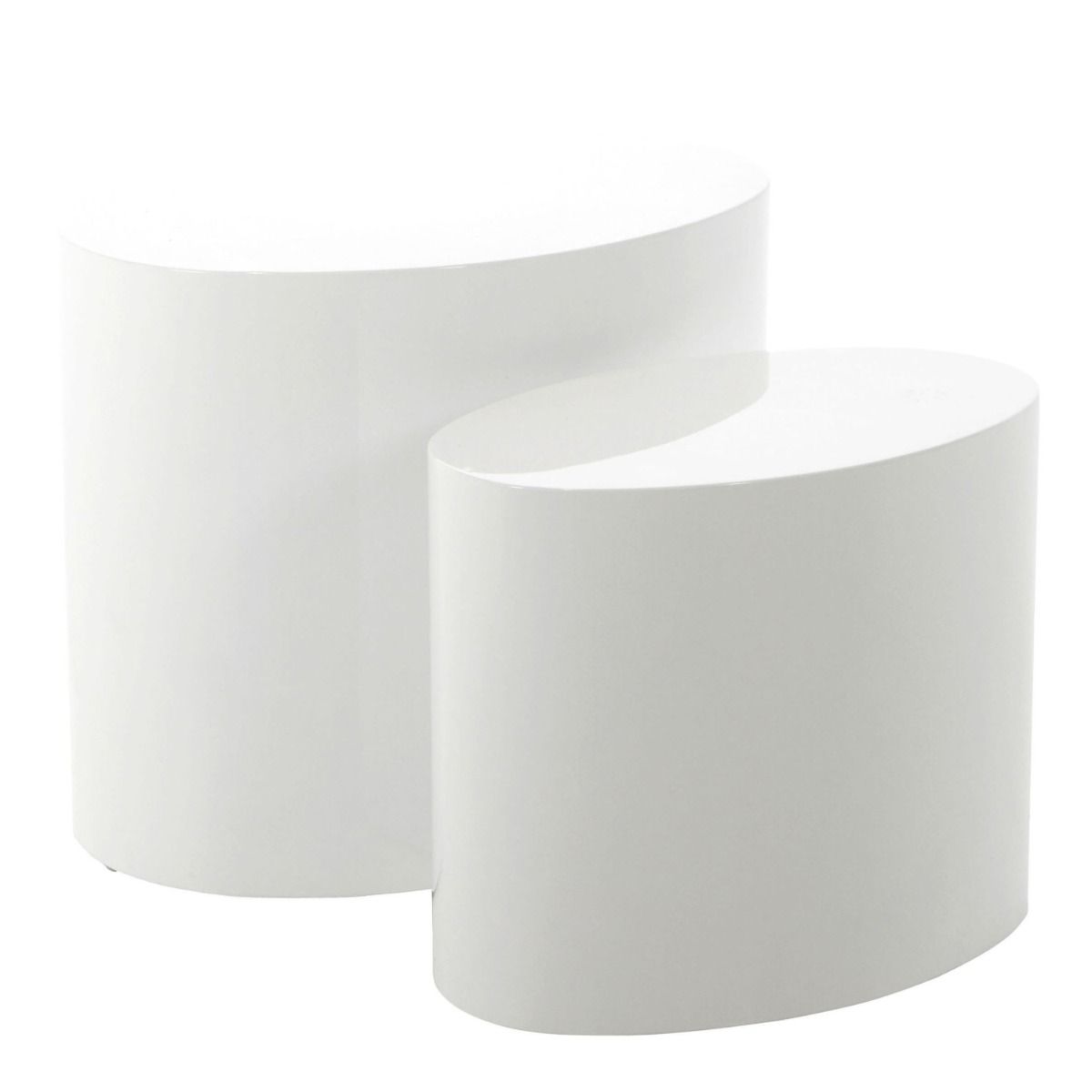 Mice Oval Coffee Table In White Set Of 2 - Price Crash Furniture