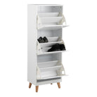 Mitra Shoe Cabinet 3 Flip Down Doors In White - Price Crash Furniture