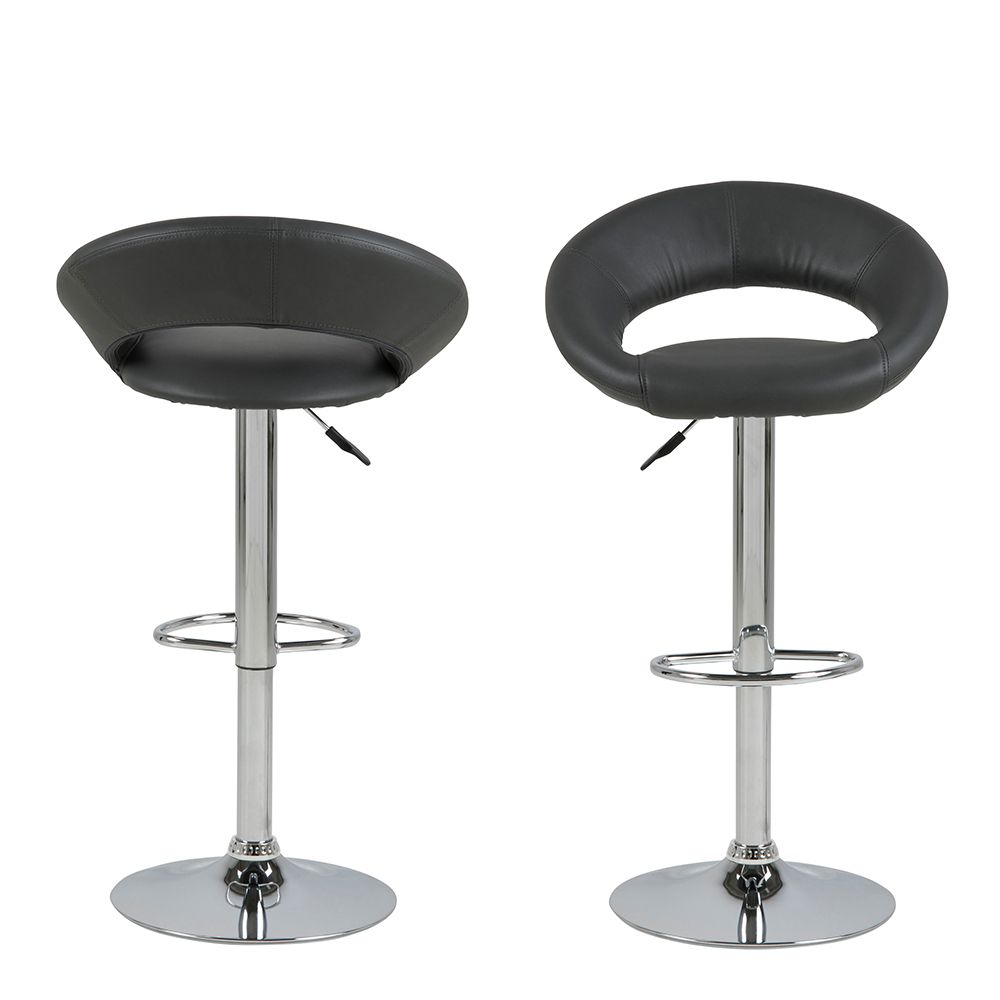 Plump Black Swivel Bar Stool With Open Back - Price Crash Furniture