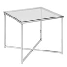 Cross Square Metal Side Table With Glass Top - Price Crash Furniture