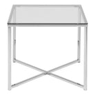 Cross Square Metal Side Table With Glass Top - Price Crash Furniture