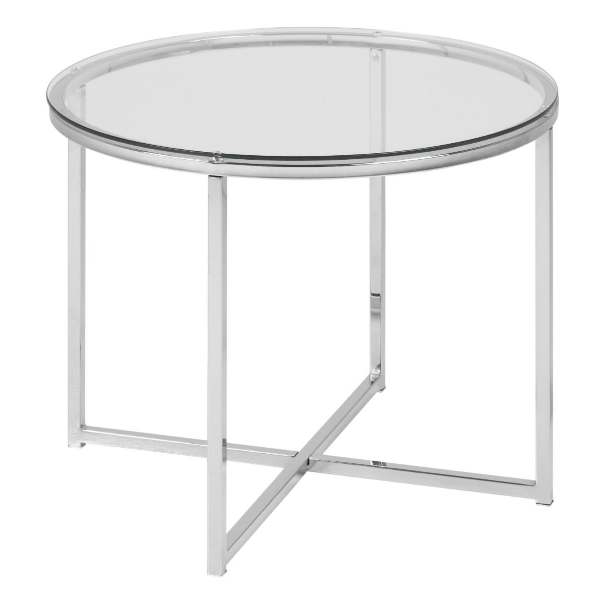 Cross Round Metal Side Table With Glass Top - Price Crash Furniture