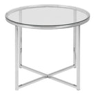 Cross Round Metal Side Table With Glass Top - Price Crash Furniture