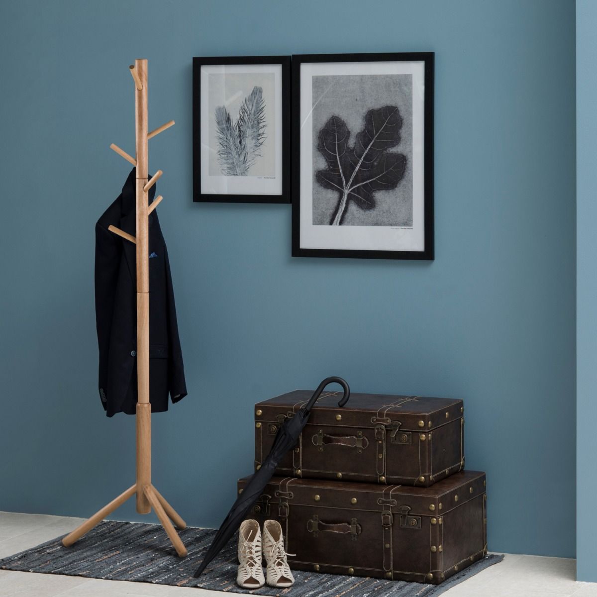 Bremen Modern Hat and Coat Stand In Oak - Price Crash Furniture