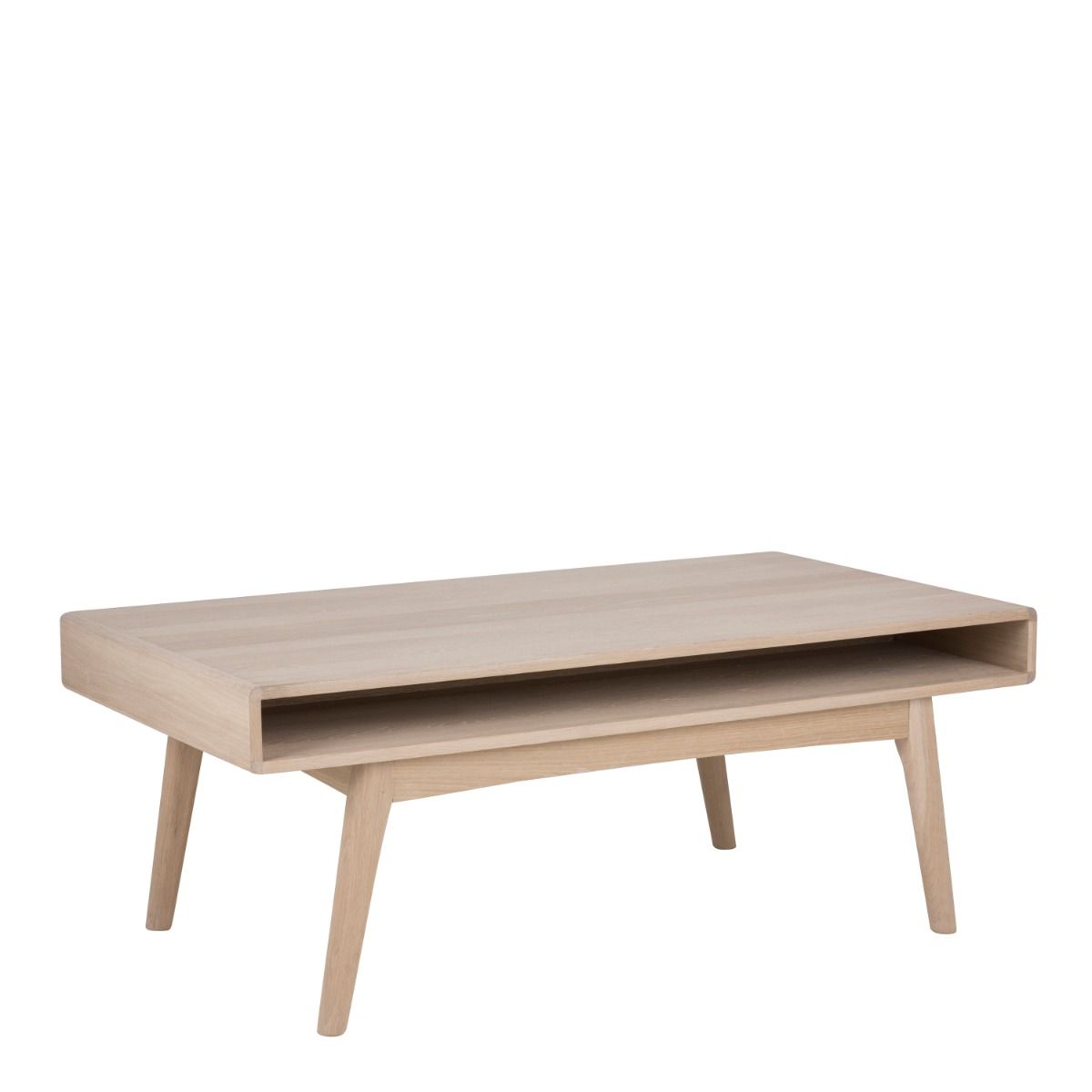 Marte Coffee Table With Open Shelf In White Oak - Price Crash Furniture