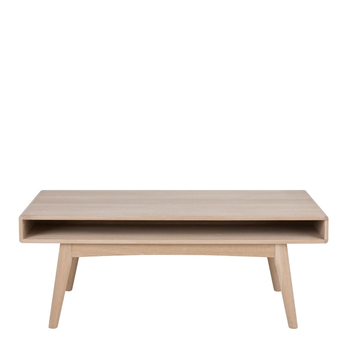 Marte Coffee Table With Open Shelf In White Oak - Price Crash Furniture