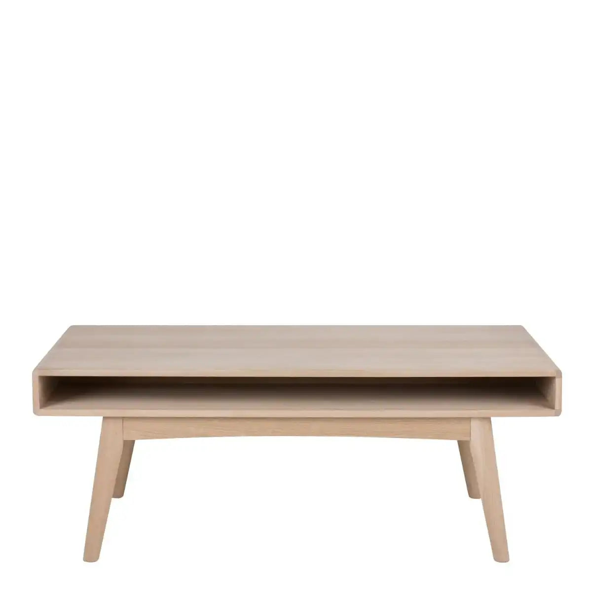Marte Coffee Table With Open Shelf In White Oak - Price Crash Furniture
