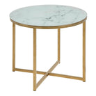 Alisma Round Side Table With White Marble Effect Top - Price Crash Furniture