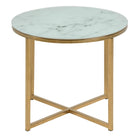 Alisma Round Side Table With White Marble Effect Top - Price Crash Furniture