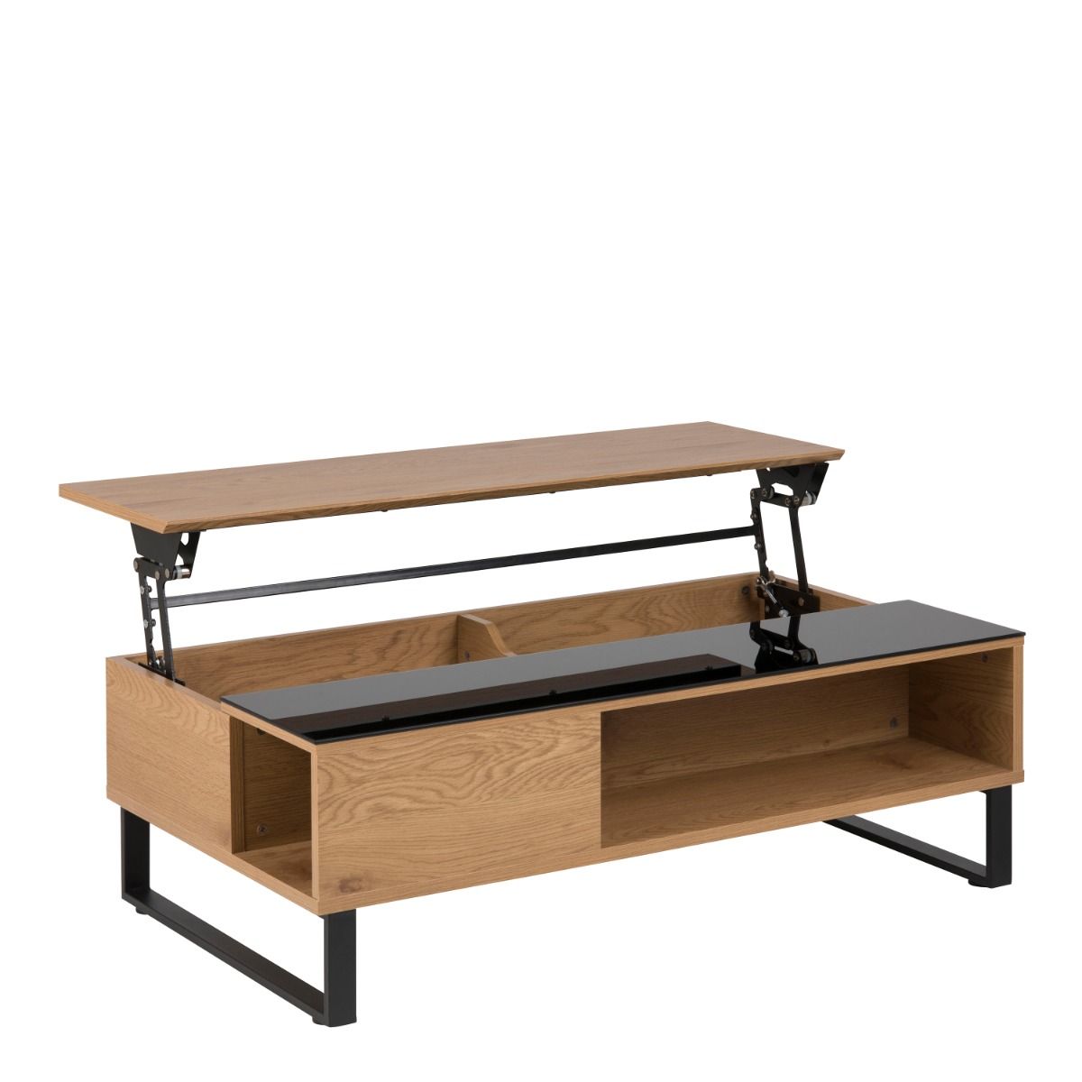 Azalea Lift Up Storage Coffee Table In Black & Oak - Price Crash Furniture