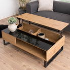 Azalea Lift Up Storage Coffee Table In Black & Oak - Price Crash Furniture