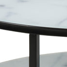 Alisma Round Coffee Table With Shelf and Marble Effect Top & Black Legs - Price Crash Furniture