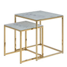 Alisma Nest Of Tables With White Marble Effect Top & Gold Legs - Price Crash Furniture