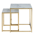 Alisma Nest Of Tables With White Marble Effect Top & Gold Legs - Price Crash Furniture