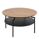 Goldington Round Coffee Table With Oak Top & Black Legs - Price Crash Furniture