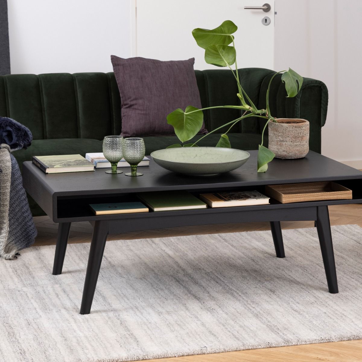 Marte Coffee Table With Open Shelf In Black - Price Crash Furniture