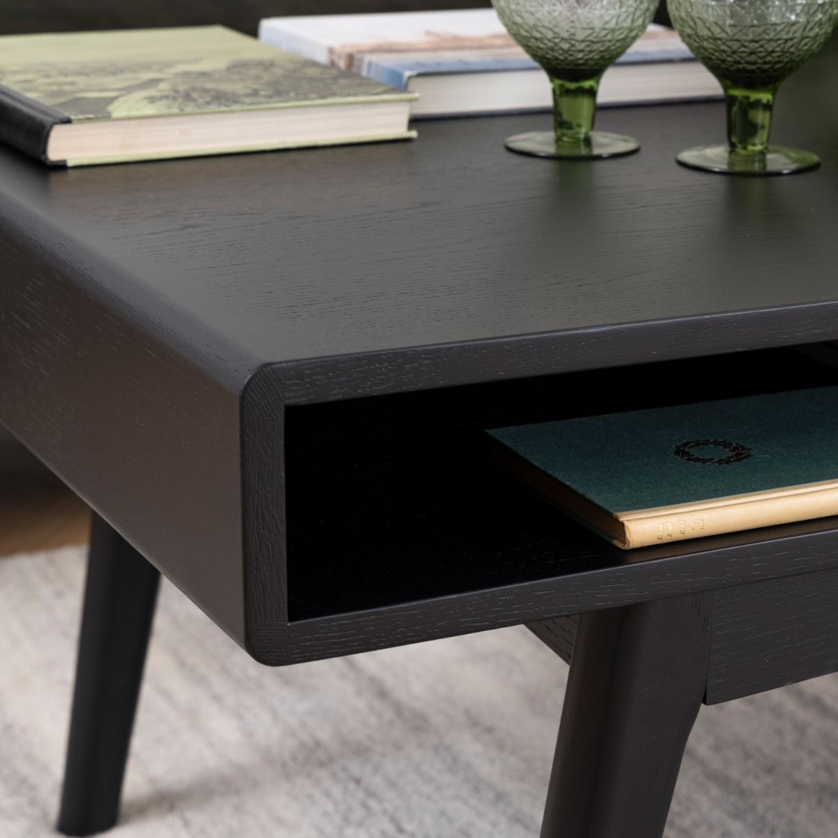 Marte Coffee Table With Open Shelf In Black - Price Crash Furniture