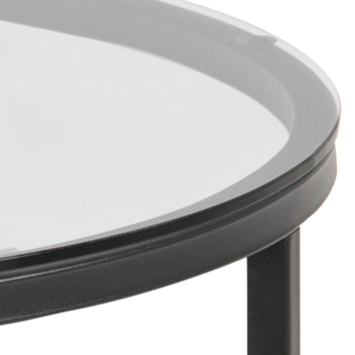 Cross Round Metal Side Table With Smoked Glass Top - Price Crash Furniture