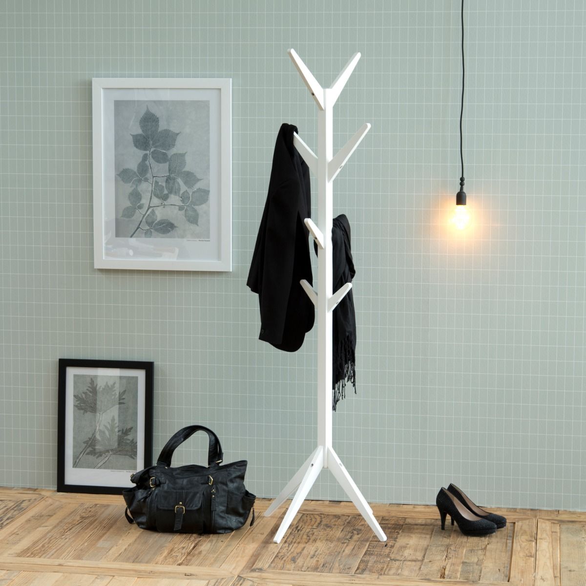 Ascot Modern Standing Coat Hanger In White - Price Crash Furniture