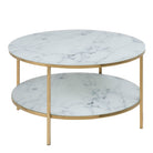 Alisma Round Coffee Table With Marble Effect Top & Gold Legs - Price Crash Furniture