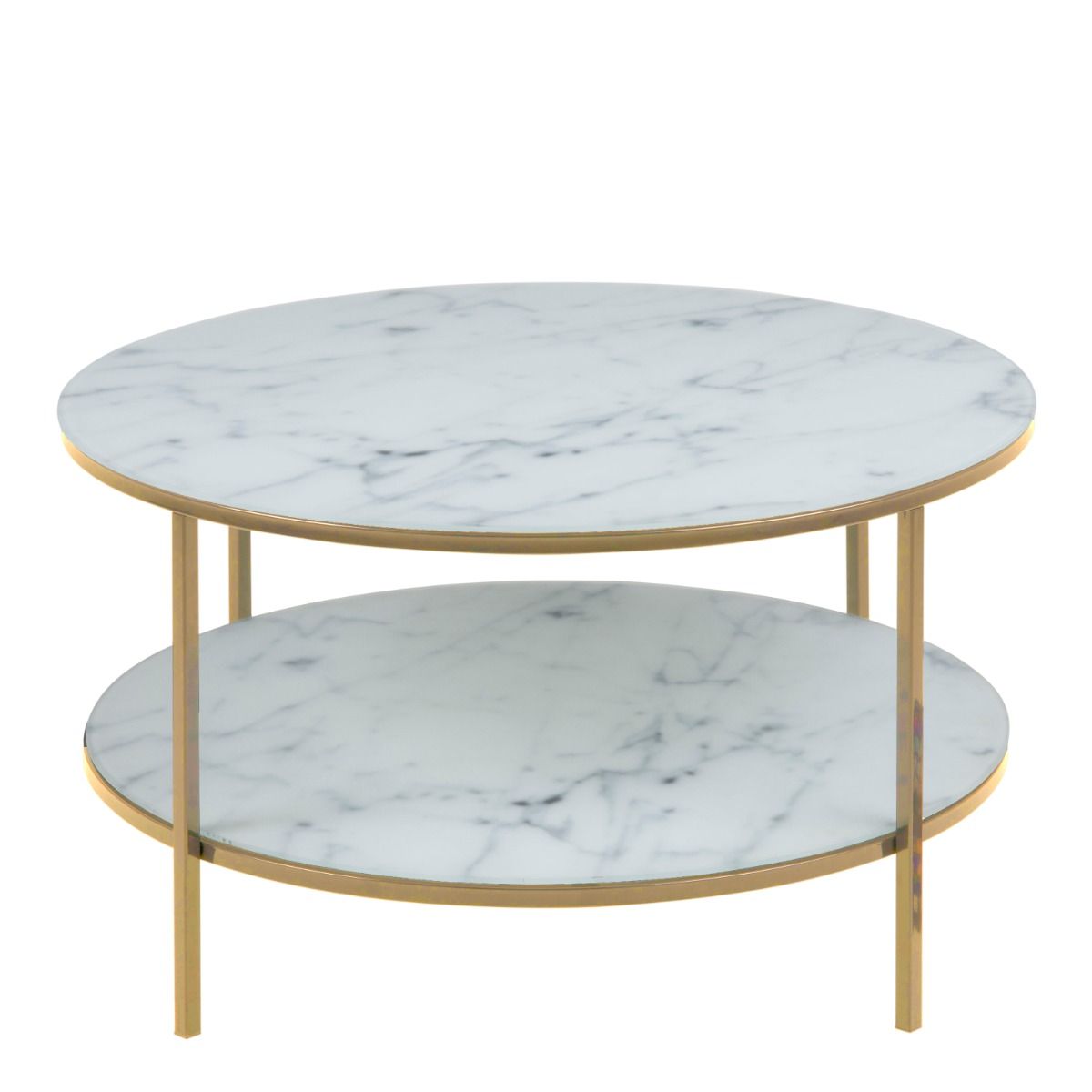 Alisma Round Coffee Table With Marble Effect Top & Gold Legs - Price Crash Furniture