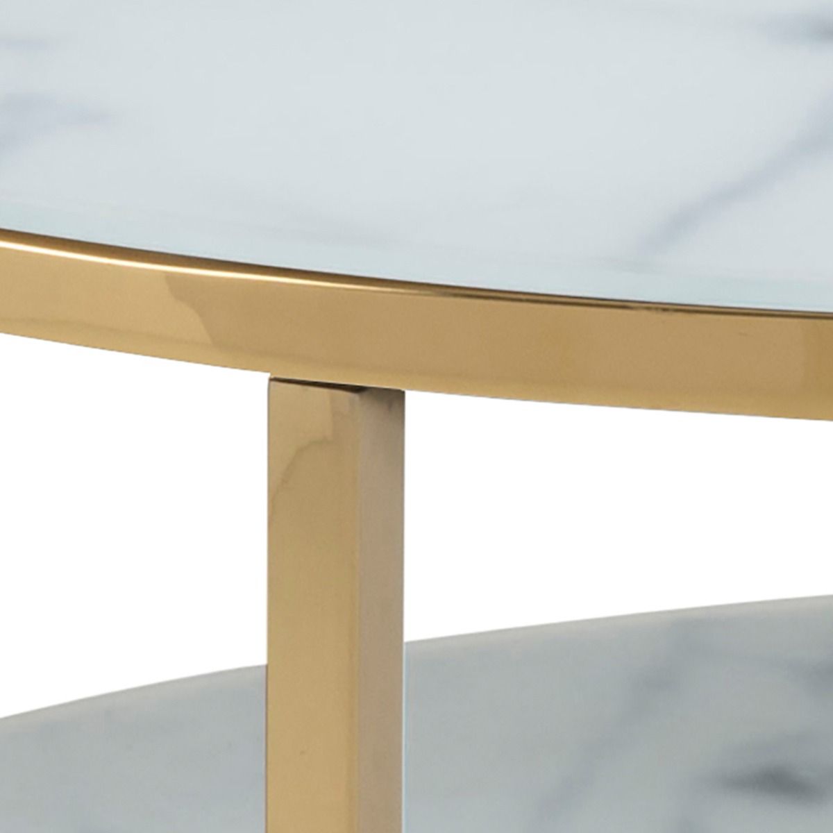 Alisma Round Coffee Table With Marble Effect Top & Gold Legs - Price Crash Furniture