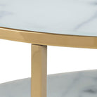 Alisma Round Coffee Table With Marble Effect Top & Gold Legs - Price Crash Furniture