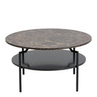 Goldington Round Coffee Table Brown Marble Effect & Black Legs - Price Crash Furniture