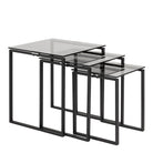 Katrine Modern Nest Of Tables With Smoked Glass Top Set Of 3 - Price Crash Furniture