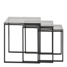 Katrine Modern Nest Of Tables With Smoked Glass Top Set Of 3 - Price Crash Furniture