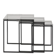 Katrine Modern Nest Of Tables With Smoked Glass Top Set Of 3 - Price Crash Furniture