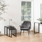 Katrine Modern Nest Of Tables With Smoked Glass Top Set Of 3 - Price Crash Furniture