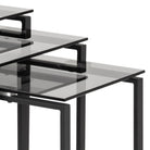 Katrine Modern Nest Of Tables With Smoked Glass Top Set Of 3 - Price Crash Furniture